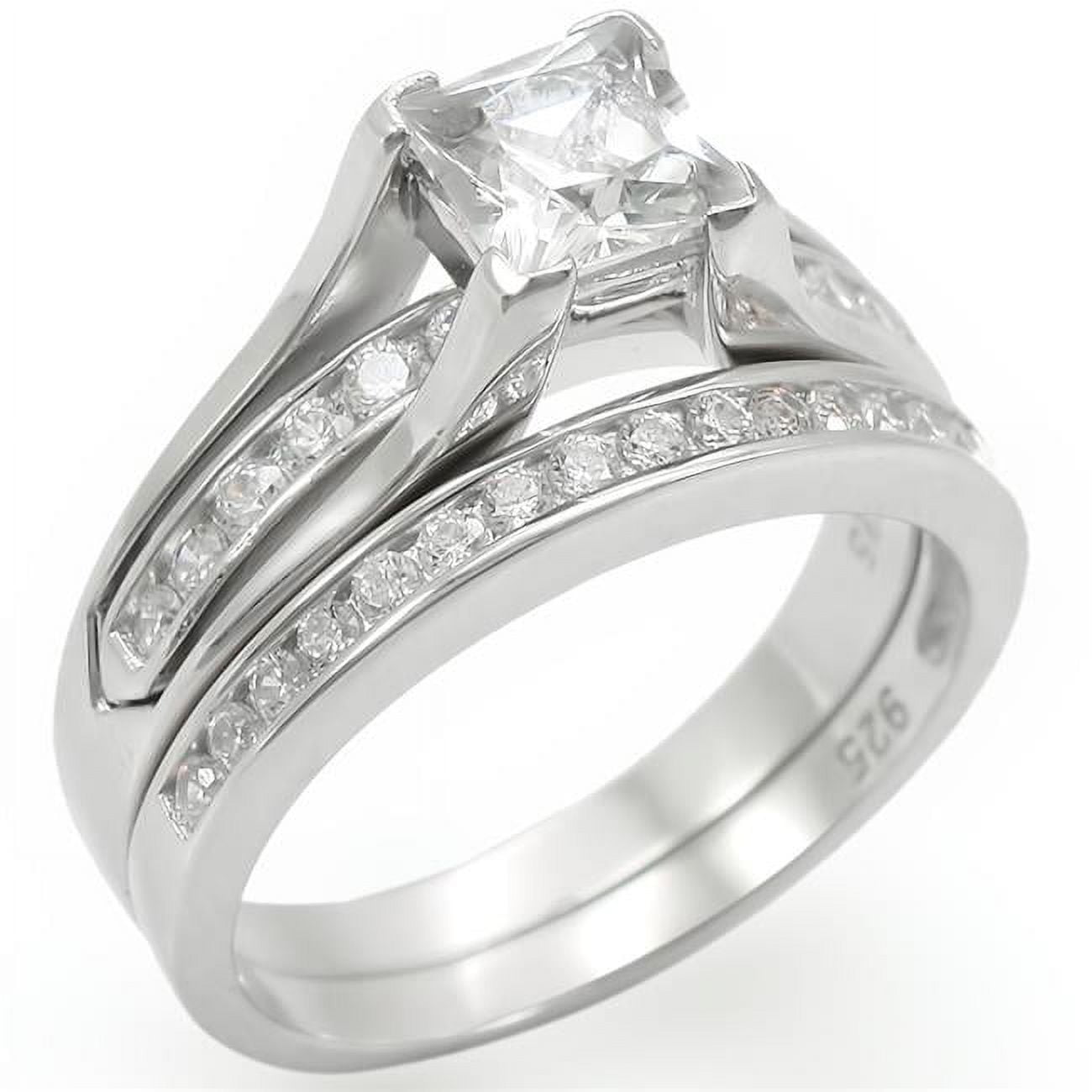 LOS256-5 Women Rhodium 925 Sterling Silver Ring with AAA Grade CZ in Clear - Size 5