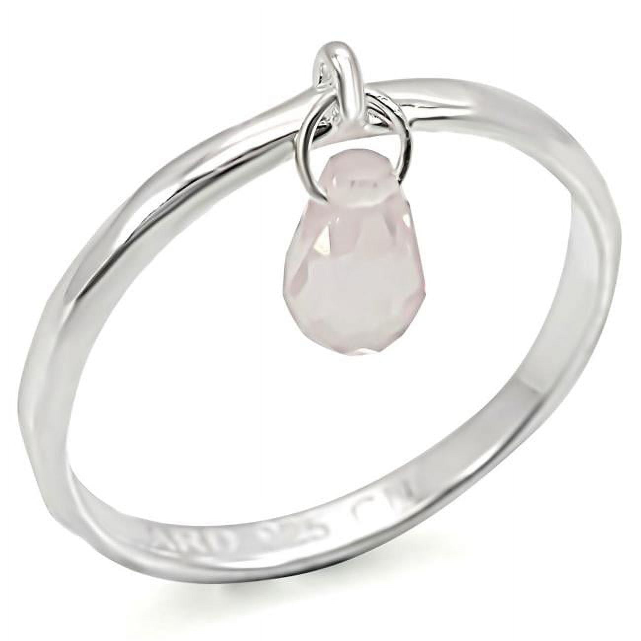 LOS323-7 Women Silver 925 Sterling Silver Ring with Genuine Stone in Light Rose - Size 7