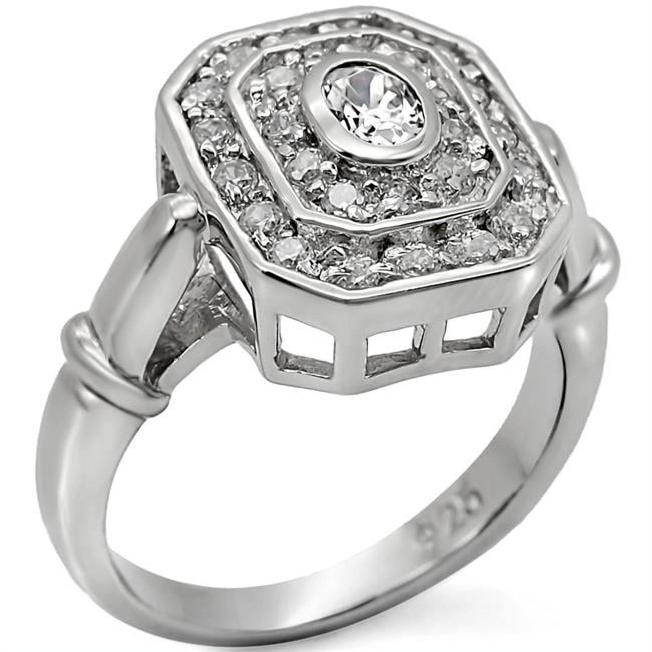 LOS381-6 Women Rhodium 925 Sterling Silver Ring with AAA Grade CZ in Clear - Size 6