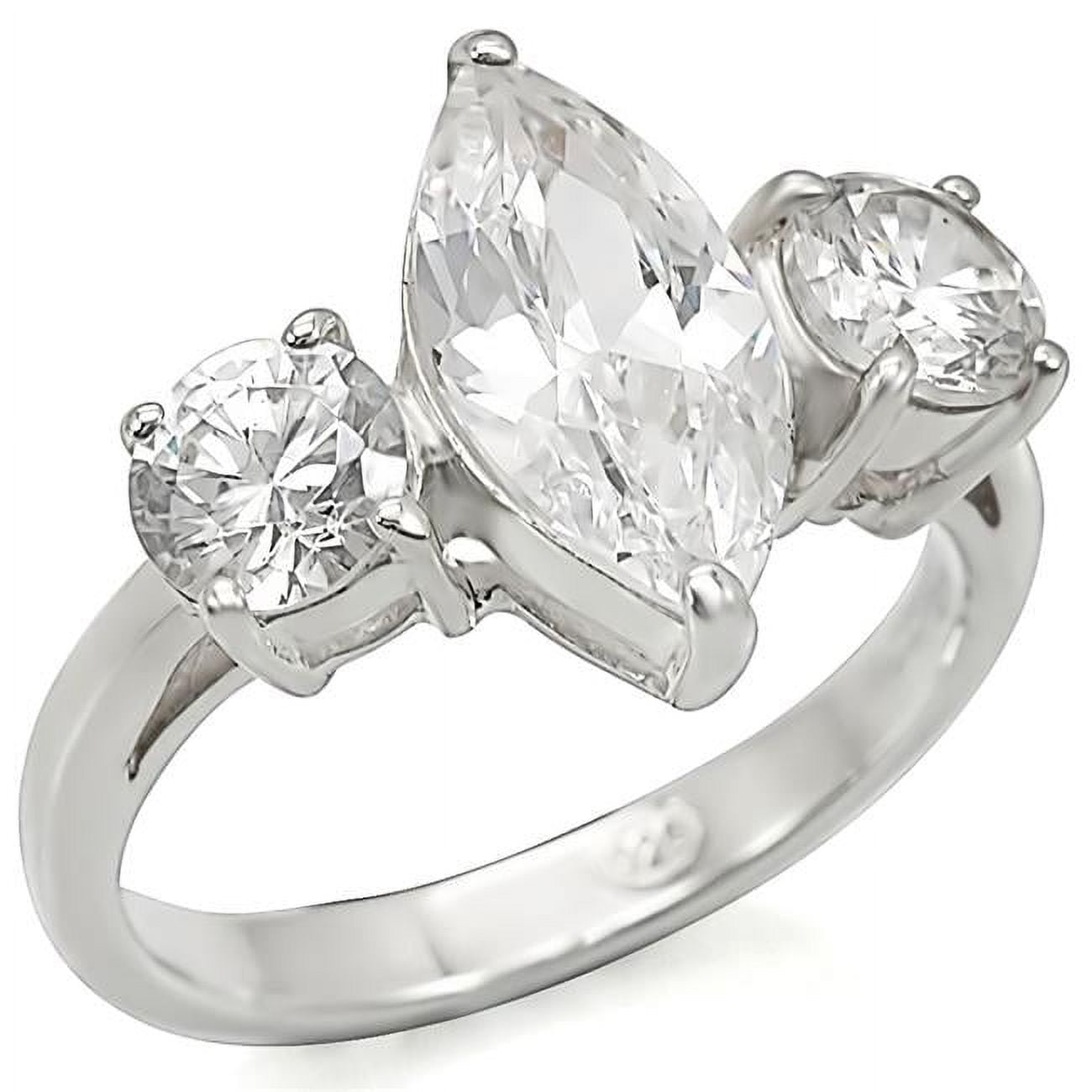 LOS474-5 Women Silver 925 Sterling Silver Ring with AAA Grade CZ in Clear - Size 5