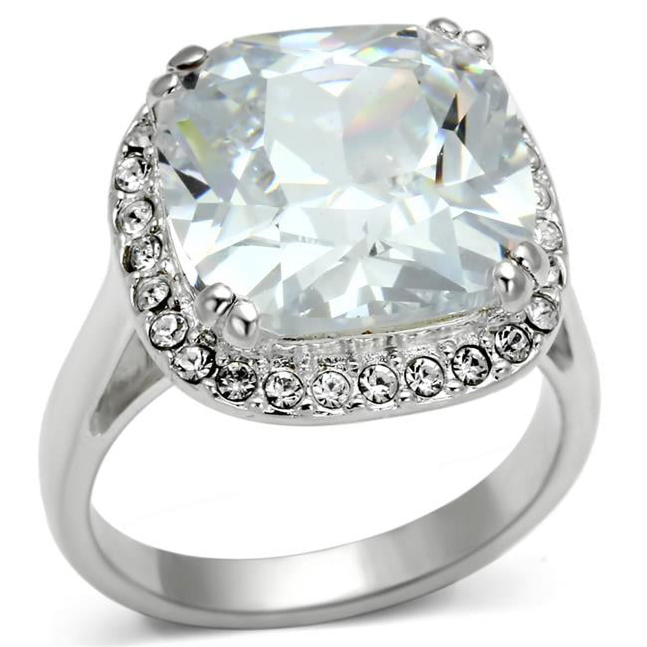 Women Silver 925 Sterling Silver Ring with AAA Grade CZ in Clear - Size 7