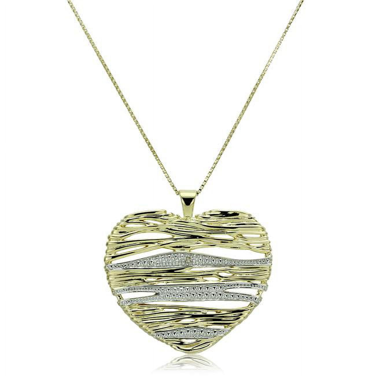 LOS599-18 Women Gold & Rhodium 925 Sterling Silver Necklace with AAA Grade CZ in Clear - 18 in.