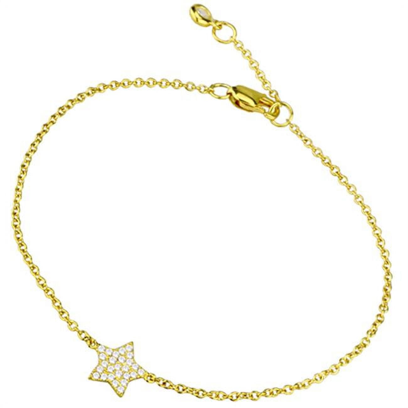 LOS816-6.5 Women Gold 925 Sterling Silver Bracelet with AAA Grade CZ in Clear - 6.5 in.