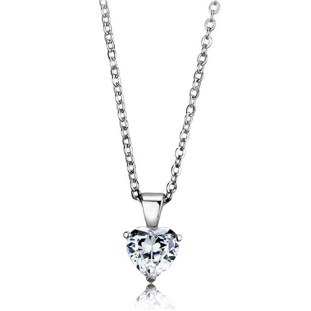 Picture of Alamode LOS888-18 Women Rhodium 925 Sterling Silver Chain Pendant with AAA Grade CZ in Clear - 18 in.