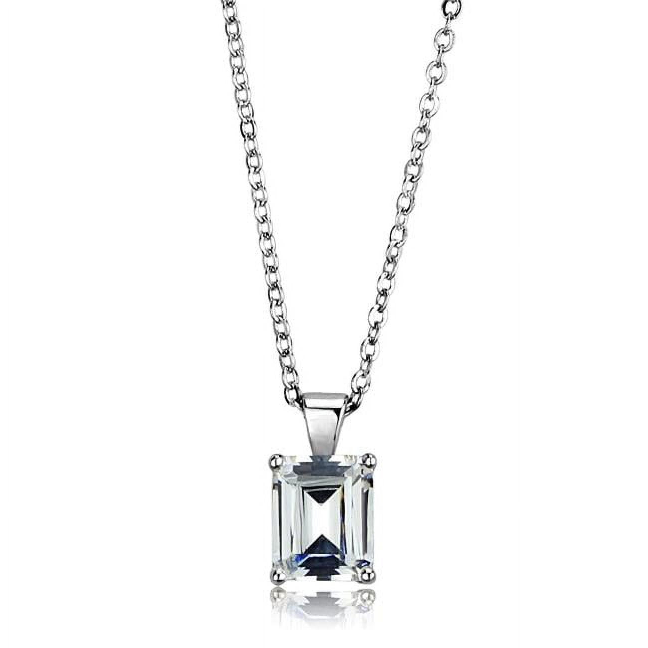 Picture of Alamode LOS898-18 Women Rhodium 925 Sterling Silver Chain Pendant with AAA Grade CZ in Clear - 18 in.