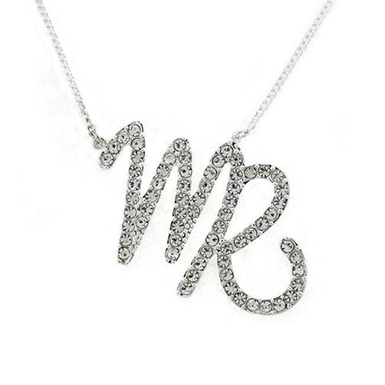 Picture of Alamode SNK03-18 Women Silver Brass Chain Pendant with Top Grade Crystal in Clear - 18 in.