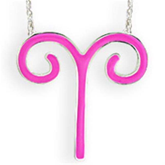 Picture of Alamode SNK08PINK-18 Women Silver Brass Chain Pendant with Epoxy in Rose - 18 in.