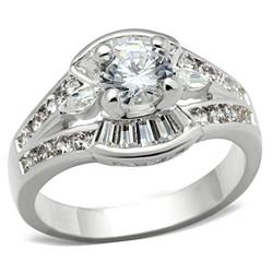 SS030-7 Women Silver 925 Sterling Silver Ring with AAA Grade CZ in Clear - Size 7