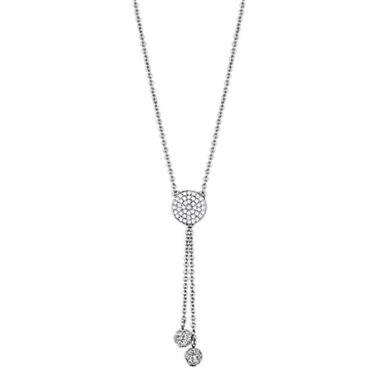 Picture of Alamode 3W429-16 Women Rhodium Brass Necklace with AAA Grade CZ in Clear - 16 in.