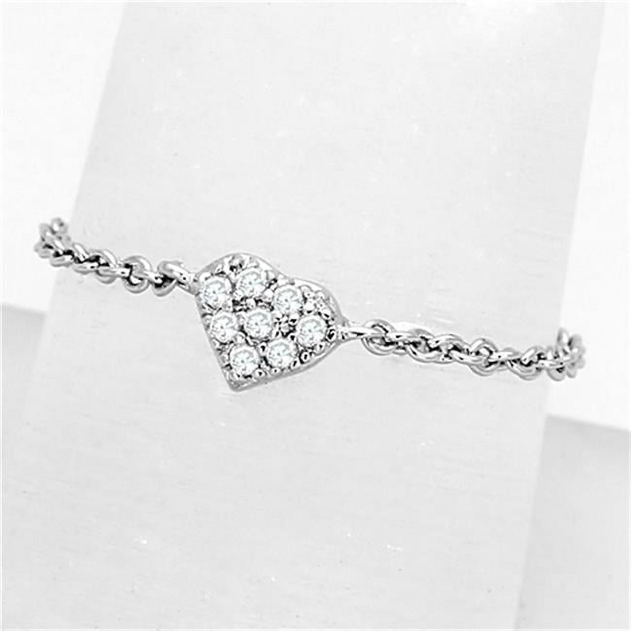Women Rhodium Brass Ring with AAA Grade CZ in Clear - Size 9