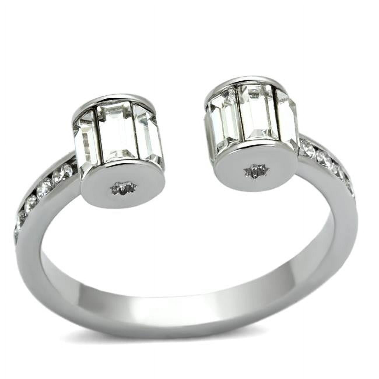 Women Rhodium Brass Ring with Top Grade Crystal in Clear - Size 7