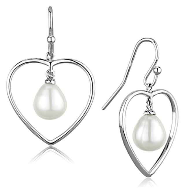 Picture of Alamode 3W630 Women Rhodium Brass Earrings with Semi-Precious in White