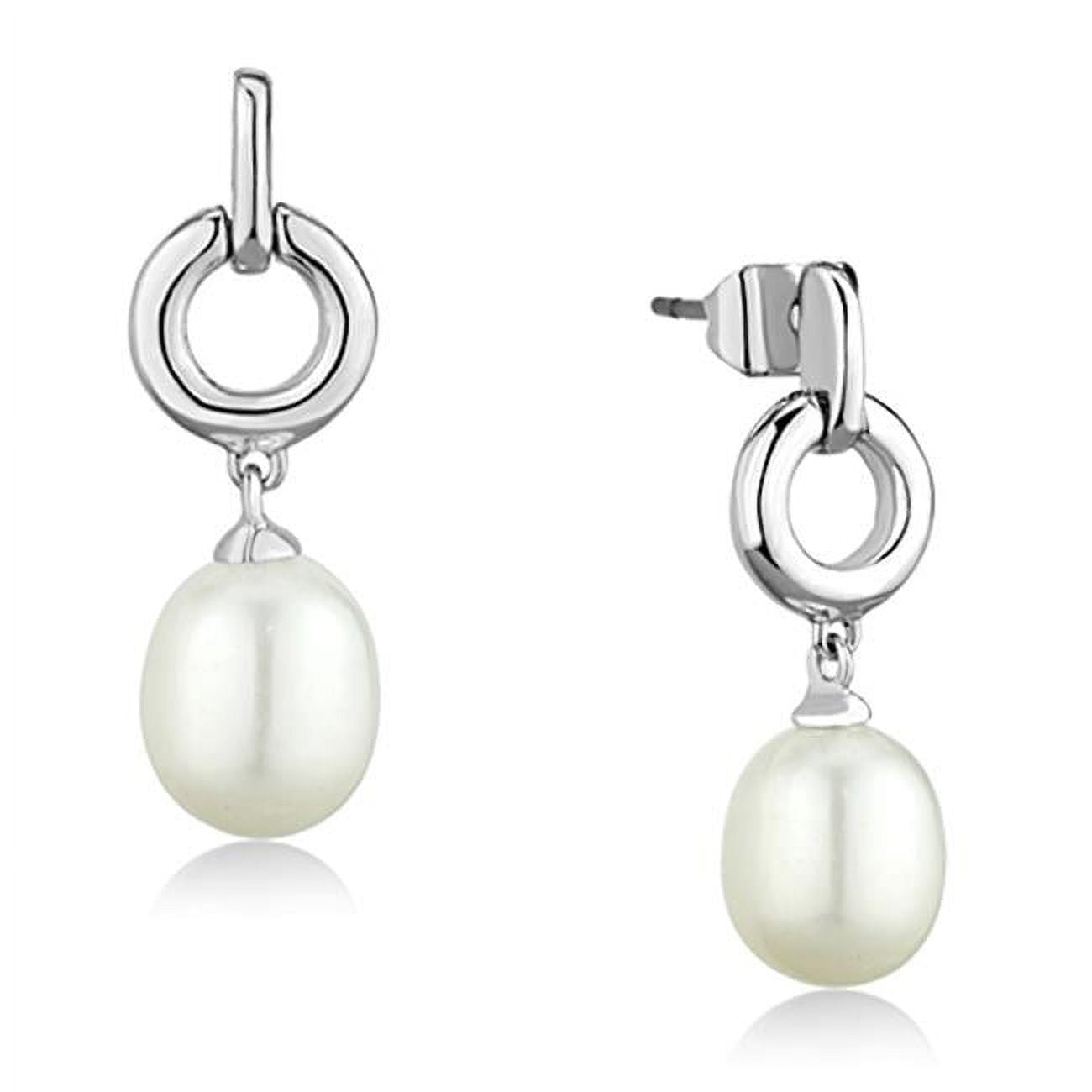 Picture of Alamode 3W684 Women Rhodium Brass Earrings with Synthetic in White