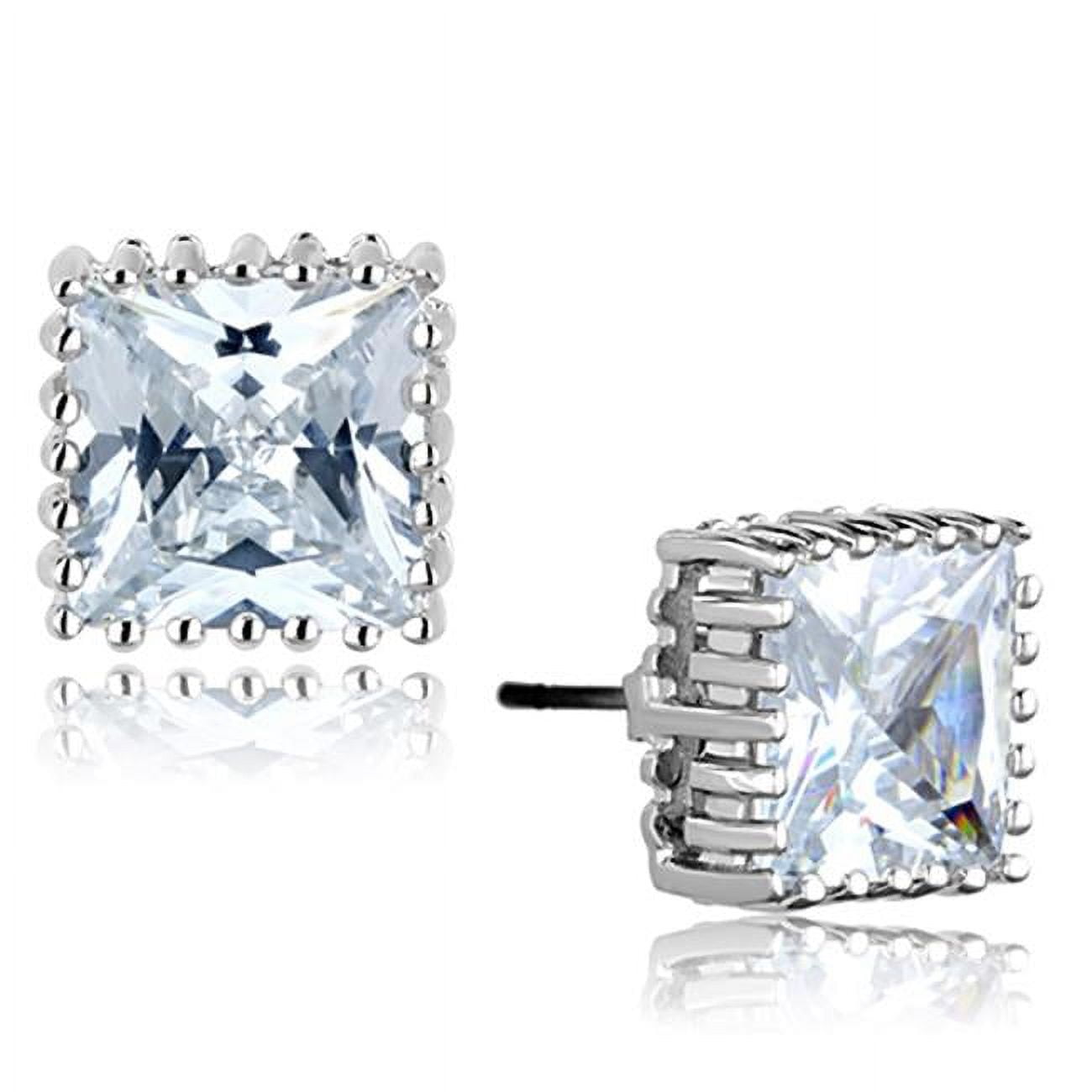 Women Rhodium Brass Earrings with AAA Grade CZ in Clear