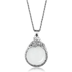 Picture of Alamode 3W920-26.5 Women Rhodium Brass Magnifier Pendant with Top Grade Crystal in Clear - 26.5 in.