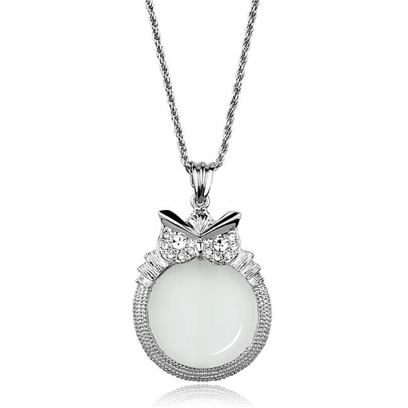 Picture of Alamode 3W921-26.5 Women Rhodium Brass Magnifier Pendant with Top Grade Crystal in Clear - 26.5 in.