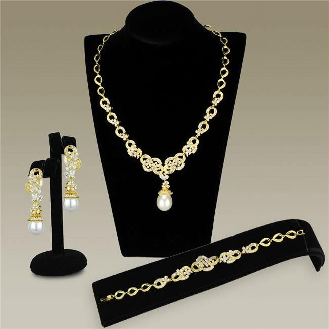 Picture of Alamode 3W945 Women Gold Brass Jewelry Sets with AAA Grade CZ in Clear