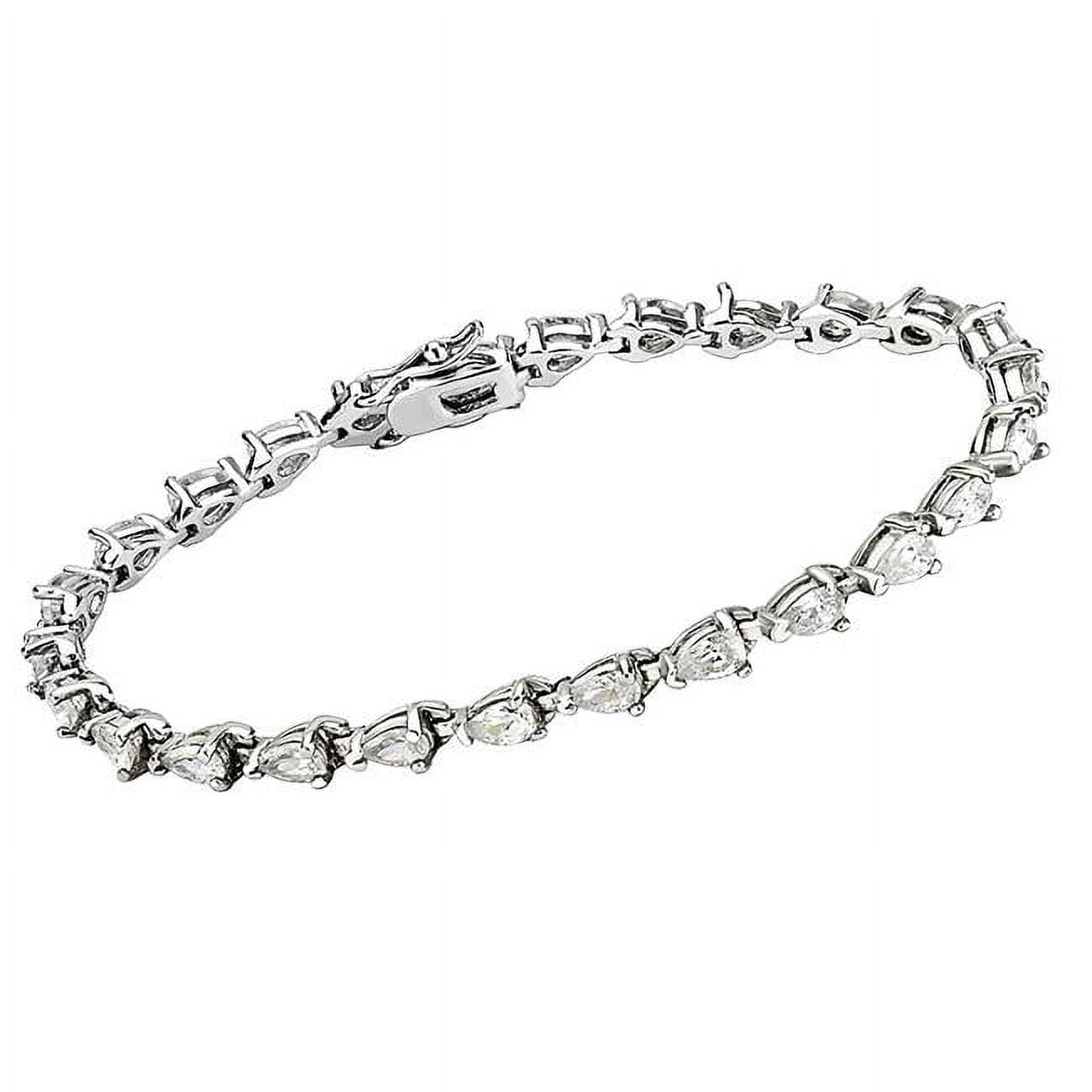 Picture of Alamode 415803-7 Women Rhodium Brass Bracelet with AAA Grade CZ in Clear - 7 in.