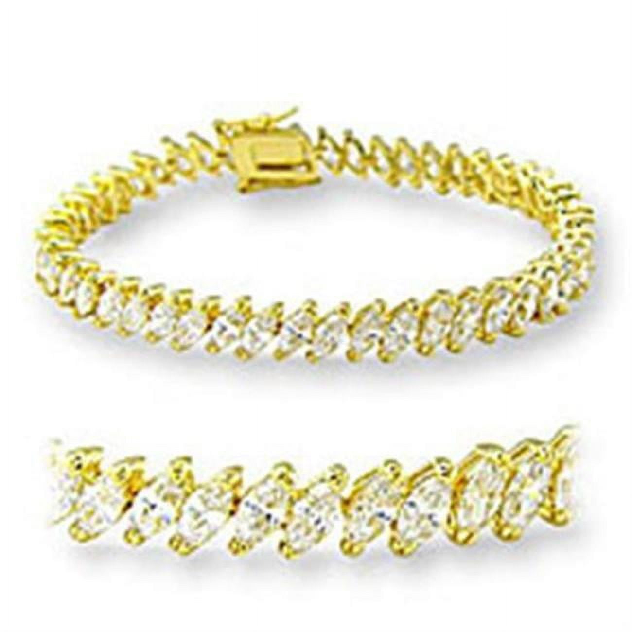 Picture of Alamode 47105-7 Women Gold Brass Bracelet with AAA Grade CZ in Clear - 7 in.