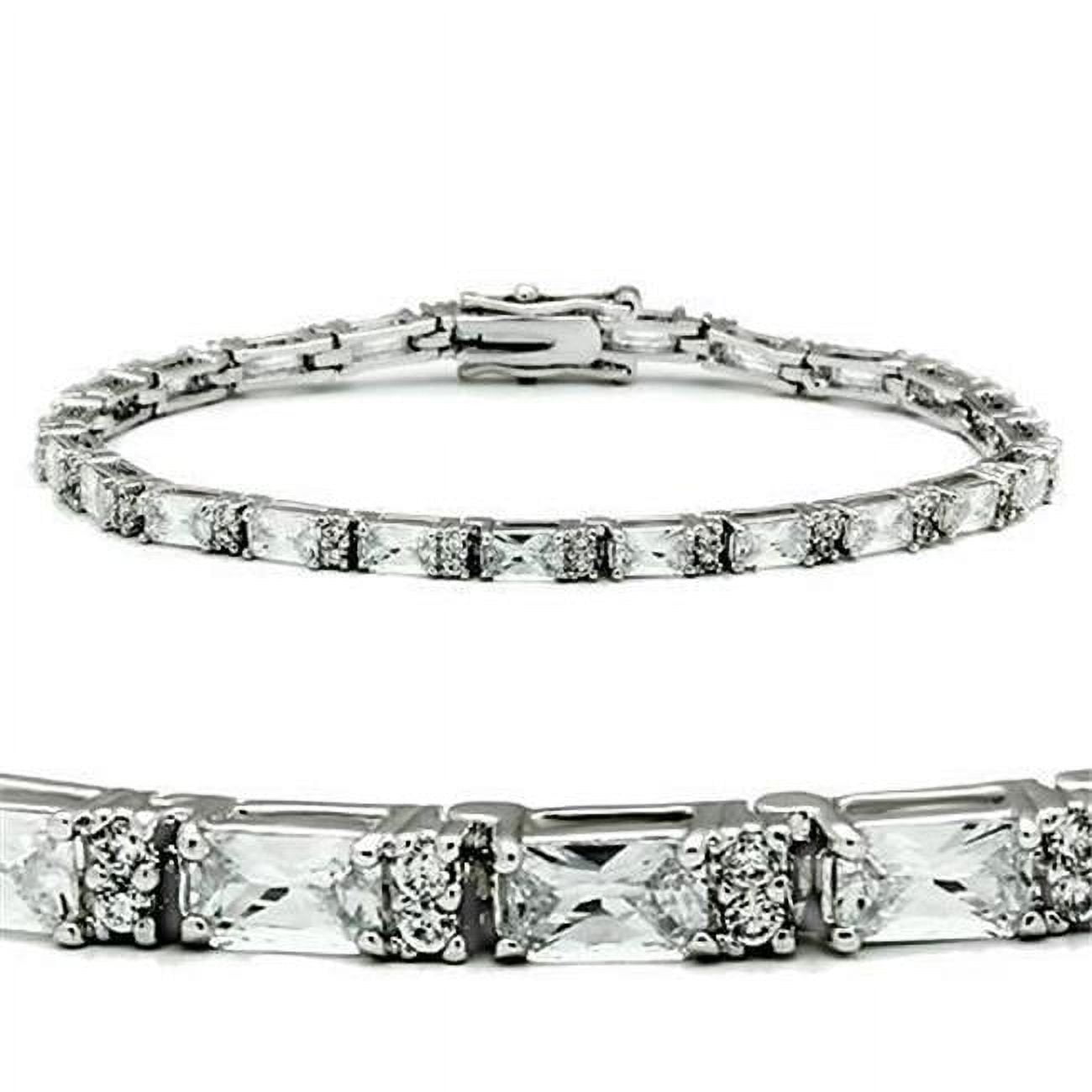 Picture of Alamode 47401-7 Women Rhodium Brass Bracelet with AAA Grade CZ in Clear - 7 in.