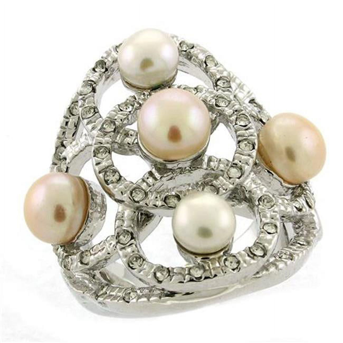 Women Rhodium Brass Ring with Semi-Precious in Multi Color - Size 9