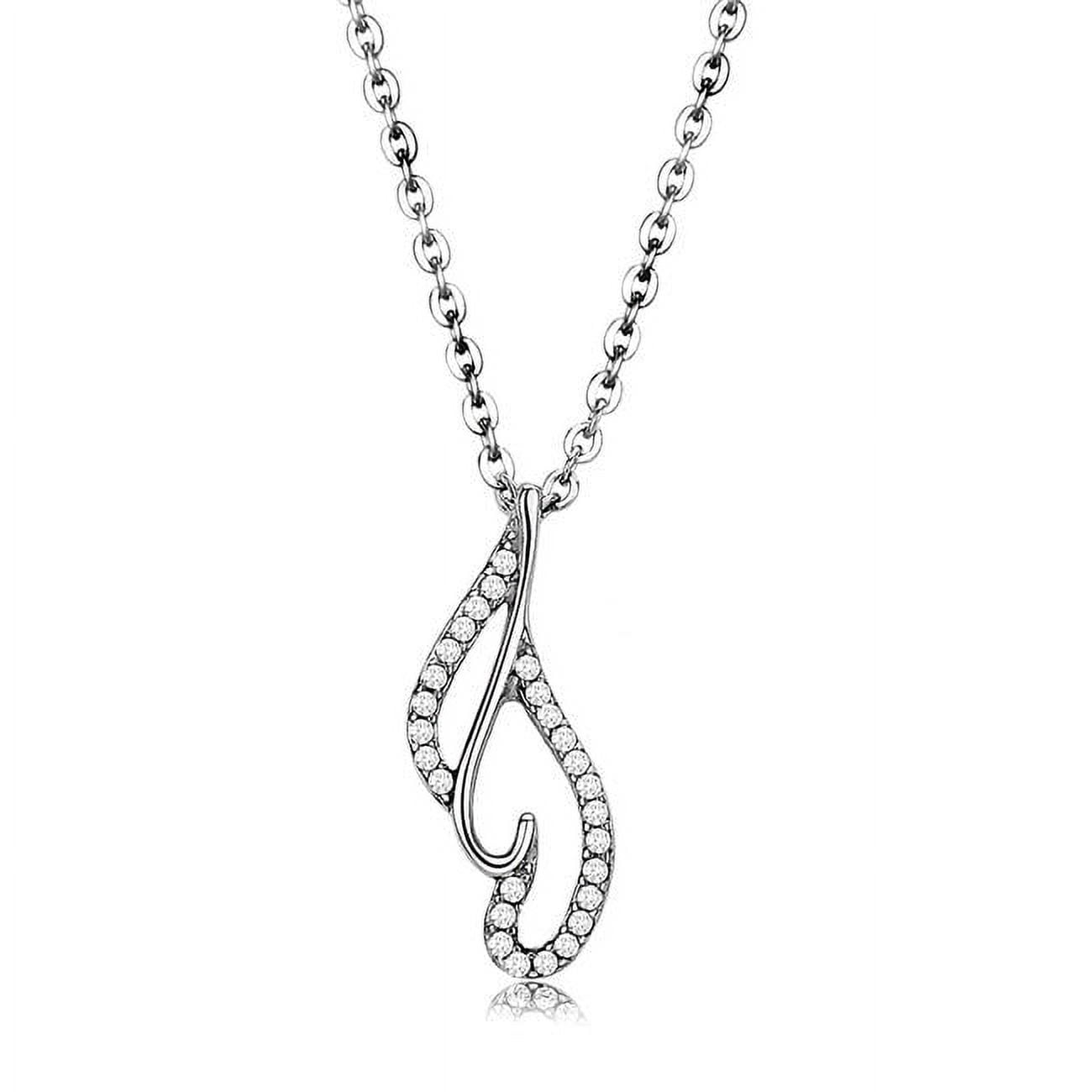 Picture of Alamode DA089-18Plus2 Women High Polished Stainless Steel Chain Pendant with AAA Grade CZ in Clear - 18 & 2 in.