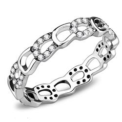 DA111-9 Women High Polished Stainless Steel Ring with AAA Grade CZ in Clear - Size 9