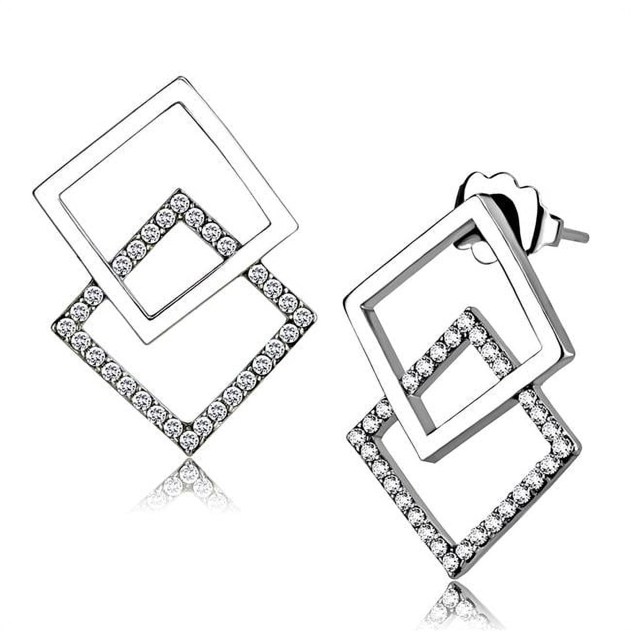 Picture of Alamode DA201 Women High Polished Stainless Steel Earrings with AAA Grade CZ in Clear