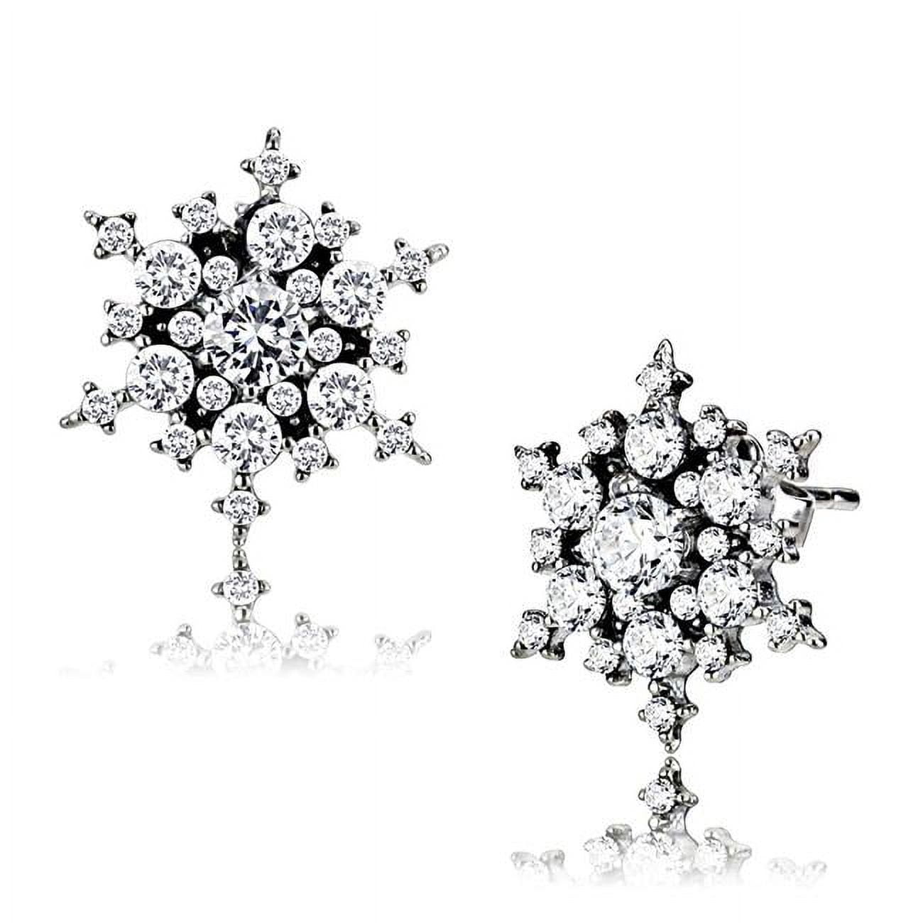Picture of Alamode DA294 Women High Polished Stainless Steel Earrings with AAA Grade CZ in Clear