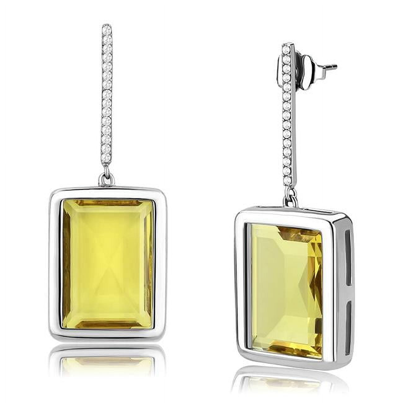 Picture of Alamode DA378 Women High Polished Stainless Steel Earrings with Top Grade Crystal in Topaz