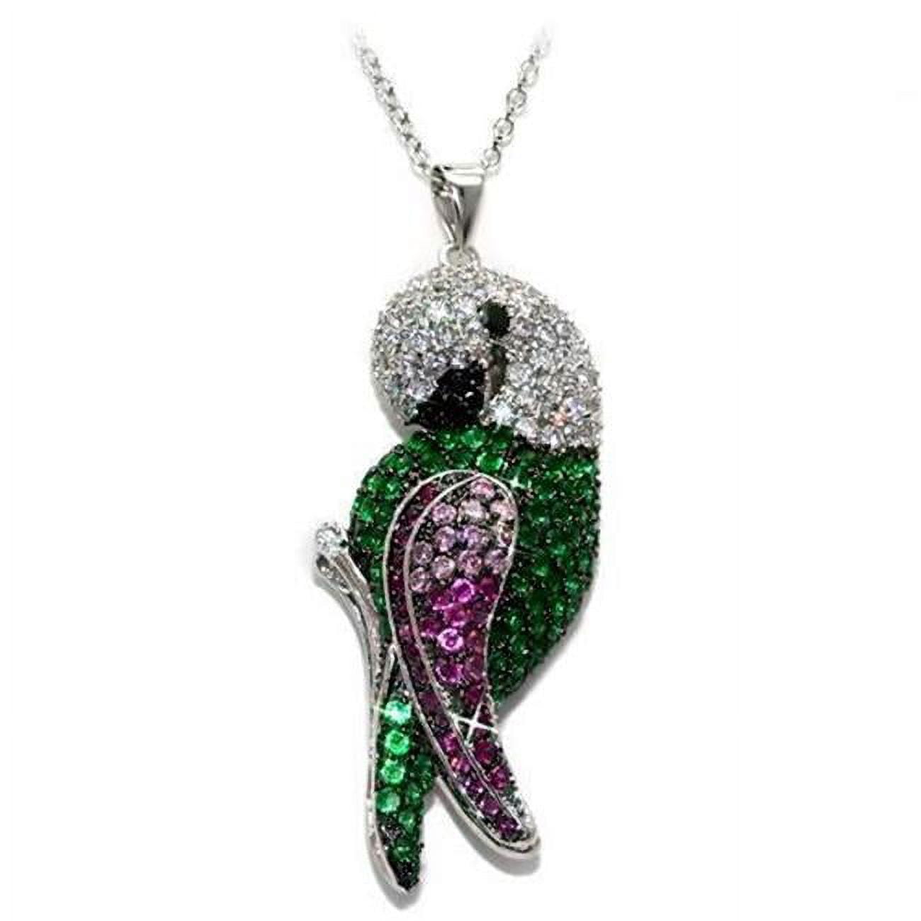 Picture of Alamode LO1570-16 Women Rhodium & Ruthenium Brass Chain Pendant with AAA Grade CZ in Multi Color - 16 in.