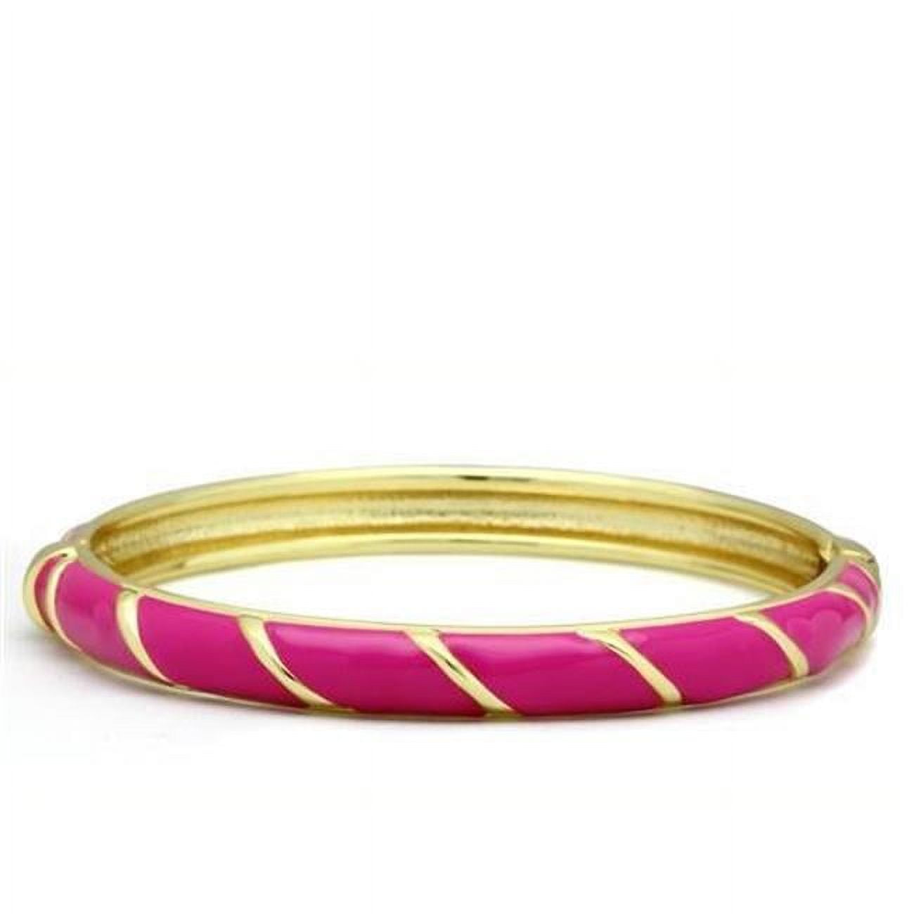 Women Flash Gold White Metal Bangle with Epoxy in No Stone - 7 in.