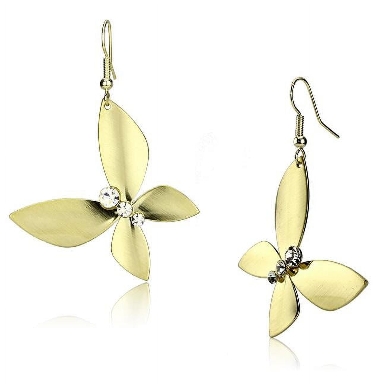 Picture of Alamode LO2651 Women Matte Gold & Gold Iron Earrings with Top Grade Crystal in Clear