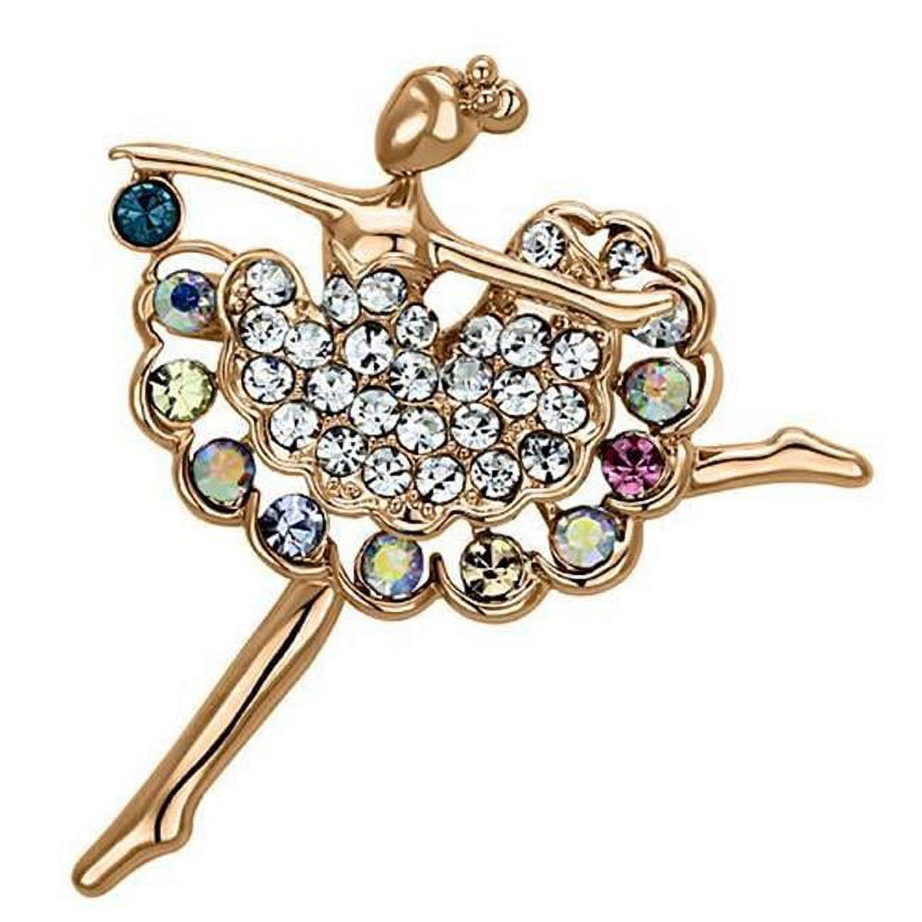 Picture of Alamode LO2782 Women Flash Rose Gold White Metal Brooches with Top Grade Crystal in Multi Color