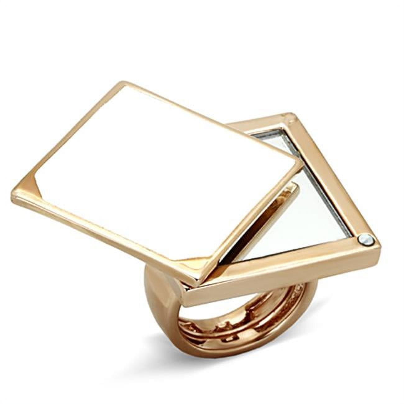 Women Rose Gold Brass Ring with Synthetic in Clear - Size 8