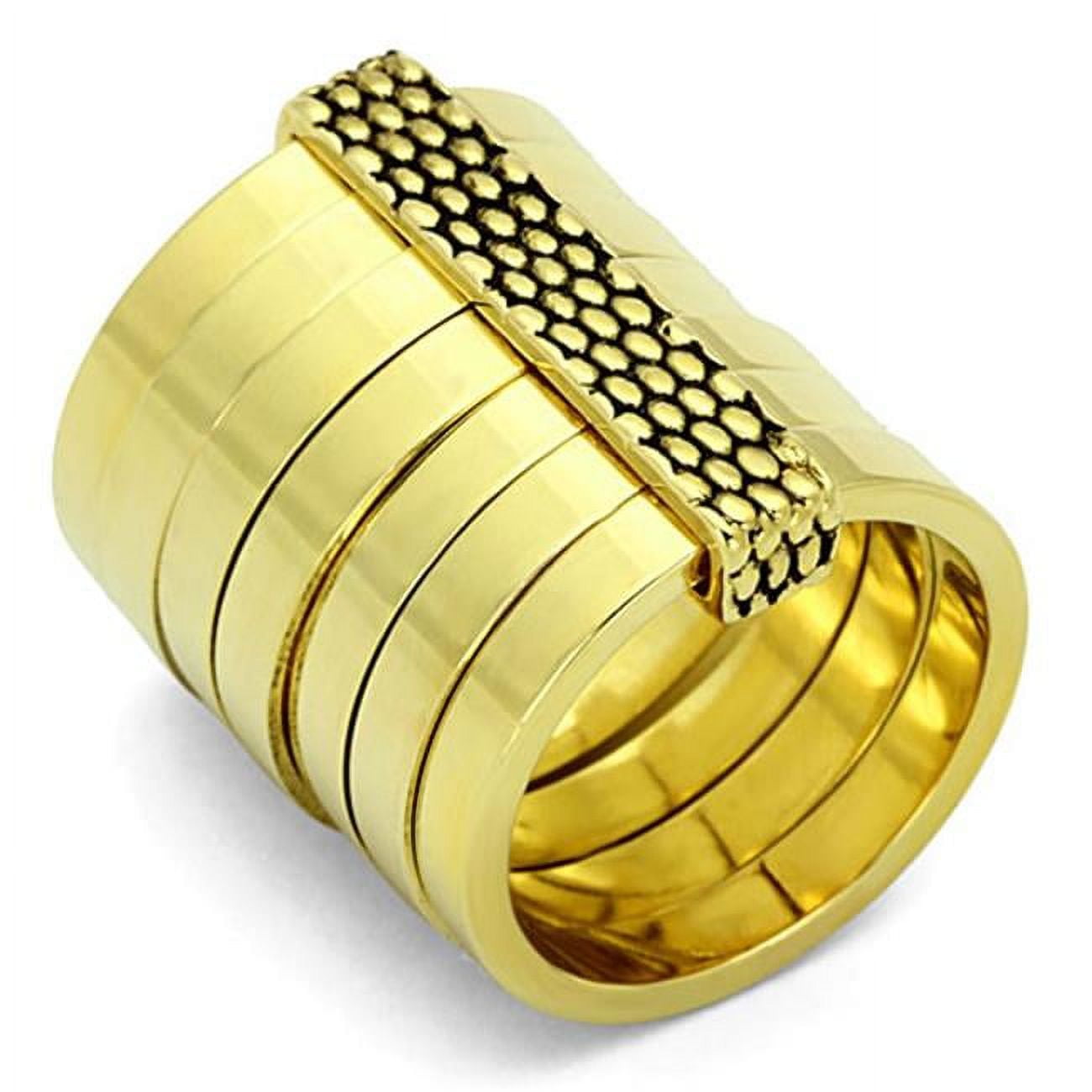 Women Gold Brass Ring with Epoxy in Jet - Size 5