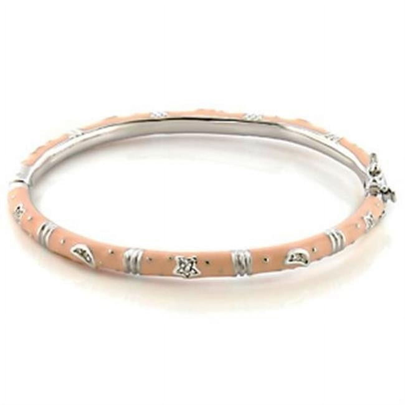 Women Rhodium Brass Bangle with Top Grade Crystal in Clear - 7 in.