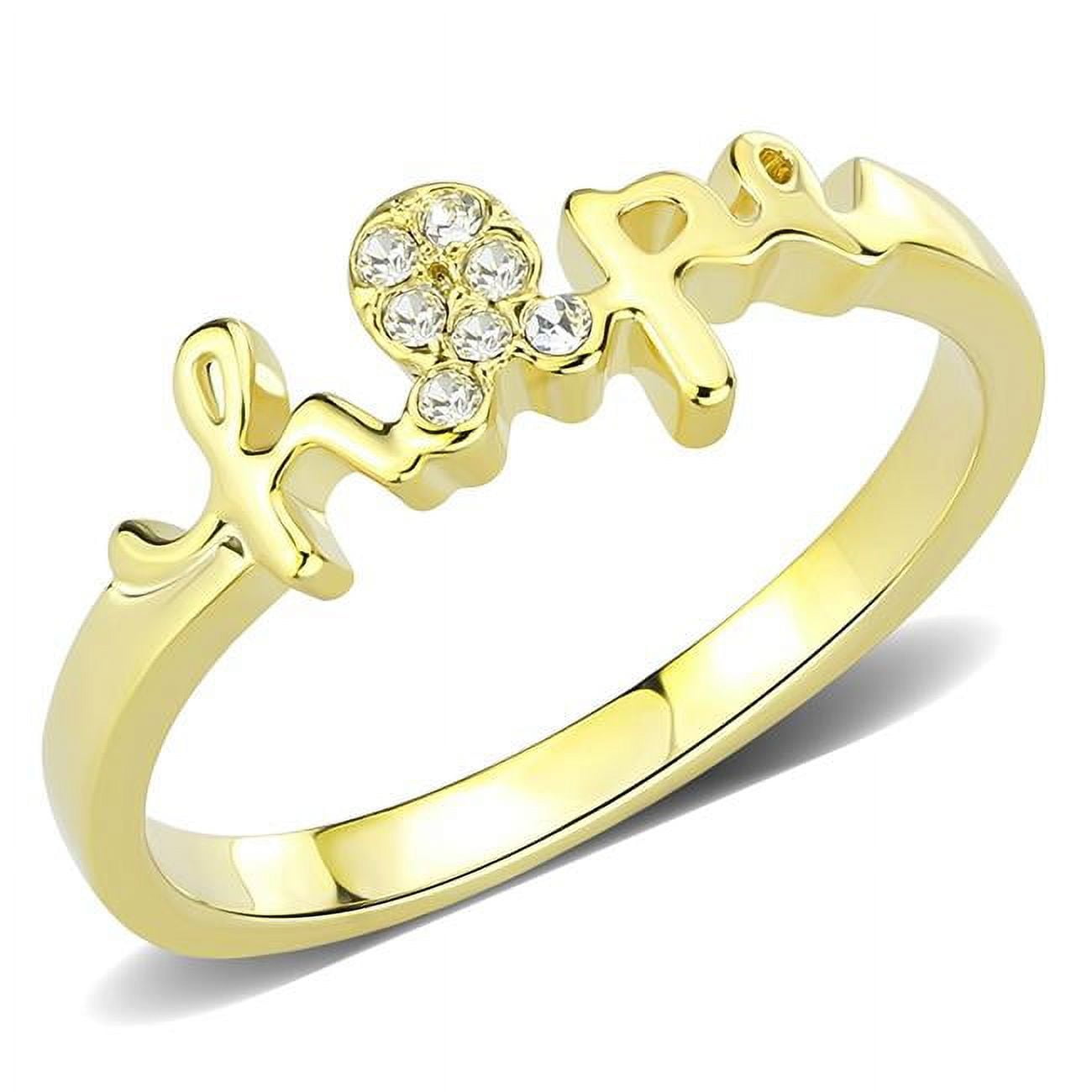 Women Flash Gold Brass Ring with Top Grade Crystal in Clear - Size 7