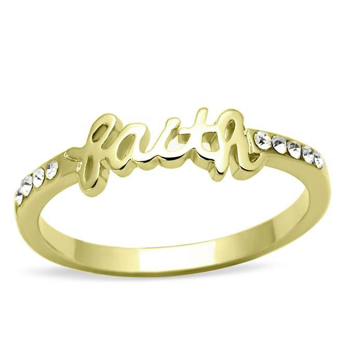 Women Flash Gold Brass Ring with Top Grade Crystal in Clear - Size 9