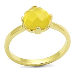 Women Flash Gold Brass Ring with Synthetic in Topaz - Size 9