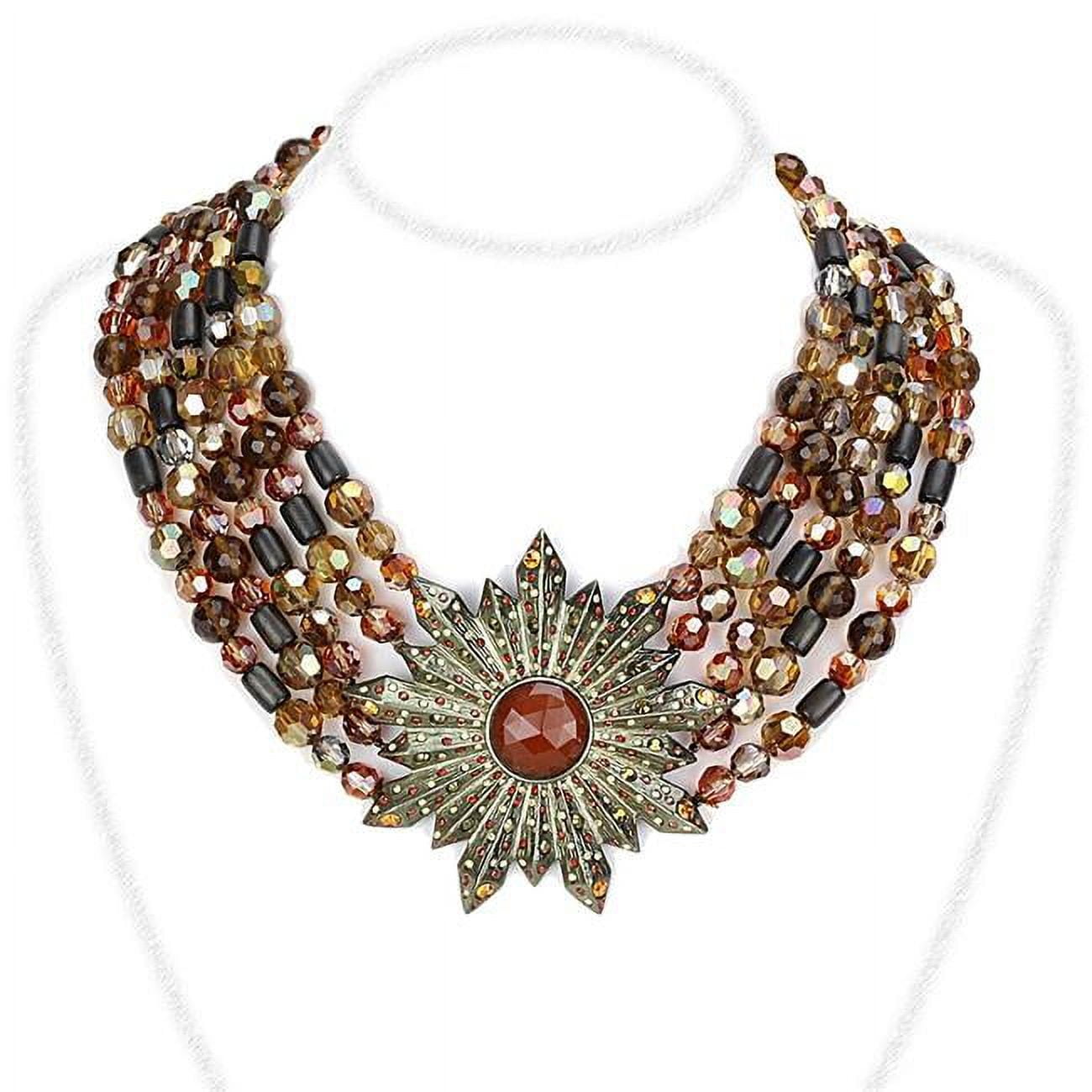 Picture of Alamode LO4210-16 Women Antique Copper Brass Necklace with Synthetic in Garnet - 16 in.