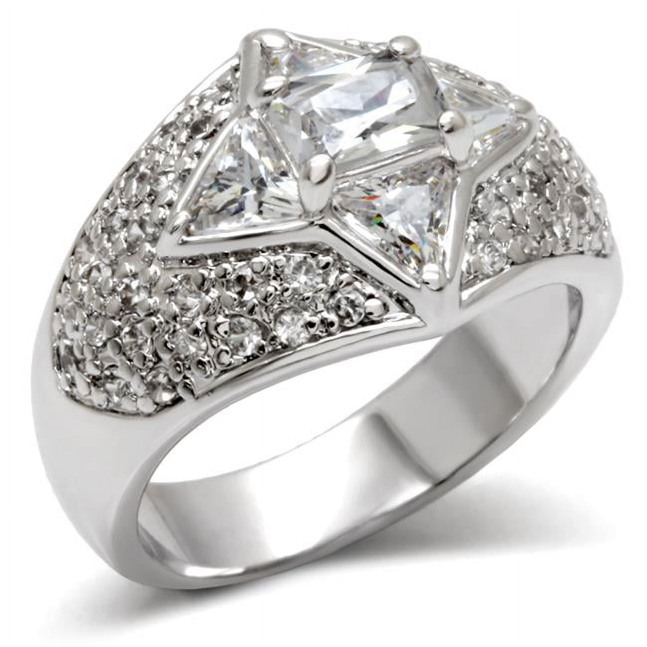 LOA477-9 Women High-Polished 925 Sterling Silver Ring with AAA Grade CZ in Clear - Size 9