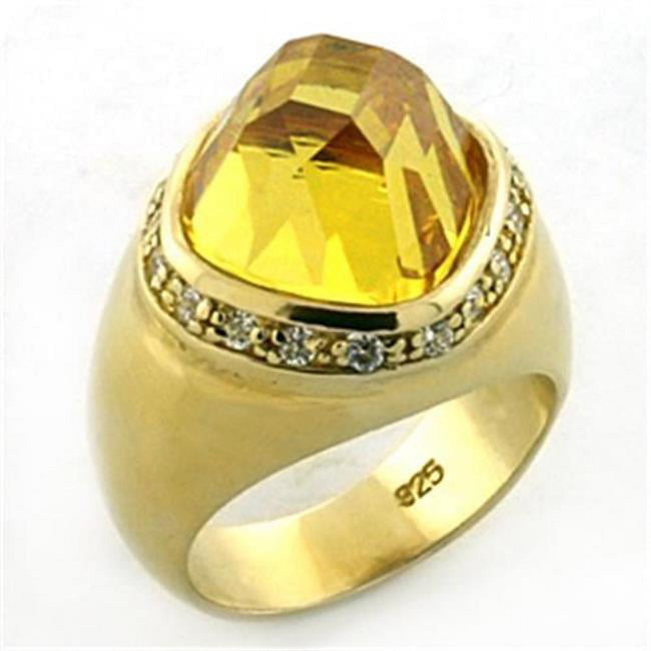 LOA639-7 Women Gold 925 Sterling Silver Ring with AAA Grade CZ in Citrine - Size 7