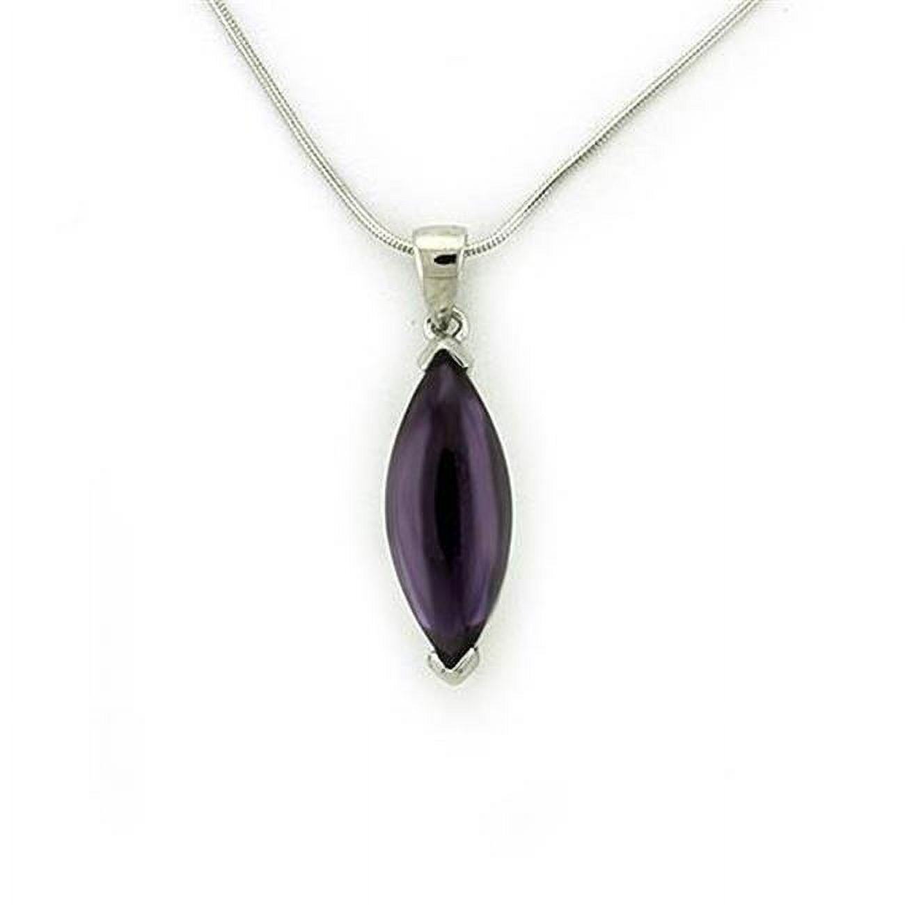 Picture of Alamode LOAS1316-18 Women Rhodium 925 Sterling Silver Chain Pendant with AAA Grade CZ in Amethyst - 18 in.