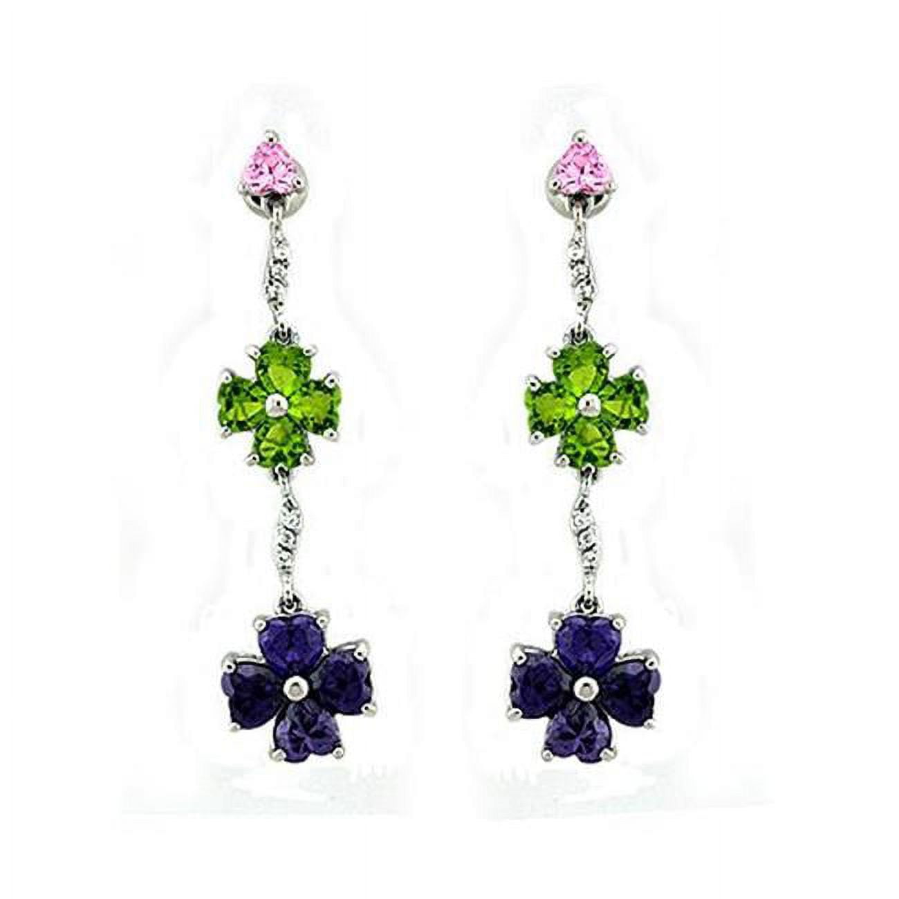 Picture of Alamode LOAS1327 Women Rhodium 925 Sterling Silver Earrings with AAA Grade CZ in Multi Color