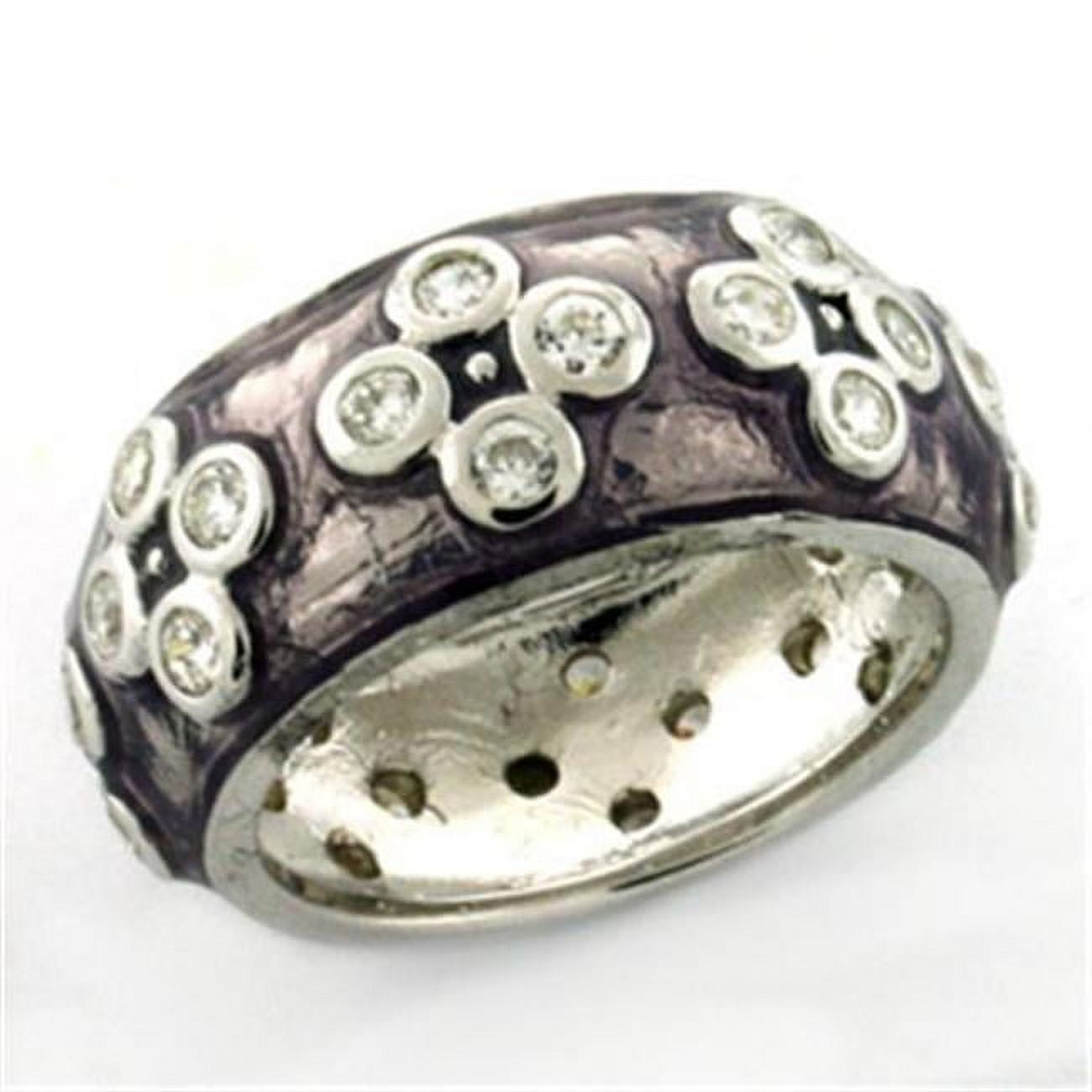 Picture of Alamode LOAS730-6 Women Rhodium 925 Sterling Silver Ring with Epoxy in Light Amethyst - Size 6