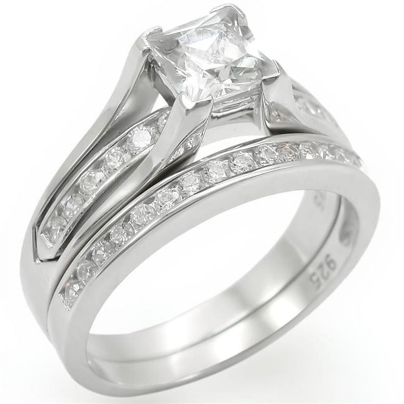 Women Rhodium 925 Sterling Silver Ring with AAA Grade CZ in Clear - Size 8