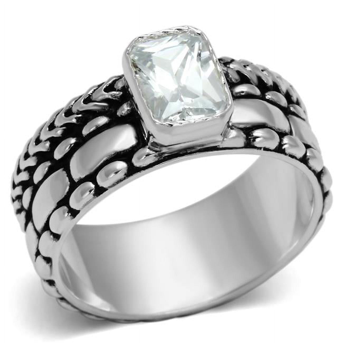 LOS553-8 Women Silver 925 Sterling Silver Ring with AAA Grade CZ in Clear - Size 8