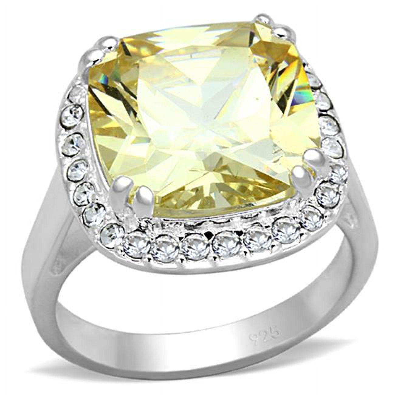 LOS718-7 Women Silver 925 Sterling Silver Ring with AAA Grade CZ in Citrine Yellow - Size 7