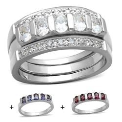 Women Silver 925 Sterling Silver Ring with AAA Grade CZ in Multi Color - Size 8